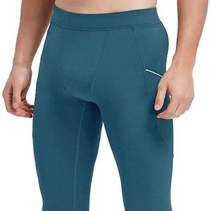 Willit  TEAL  Men's Active Compression Leggings for Running, Yoga, Workout etc